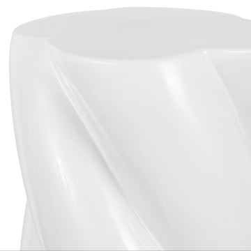 Yves 18" Modern Minimalist Rope Twist Ceramic Indoor-Outdoor Garden Stool